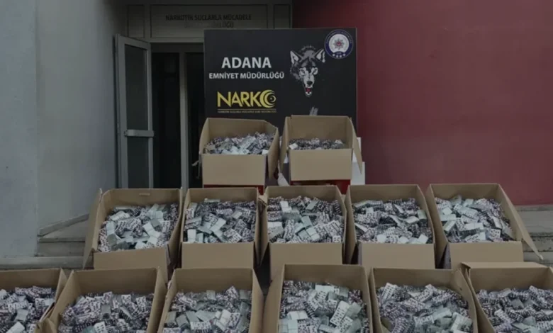 Adana Seyhan merkezli operasyonda 283 bin sentetik ecza ele geçirildi