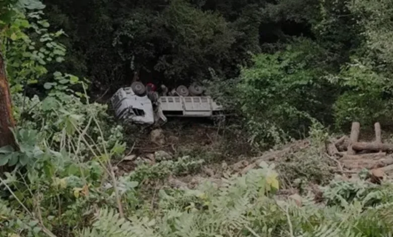 Hatay Dörtyolda Tomruk Yüklü Kamyon Uçuruma Devrildi