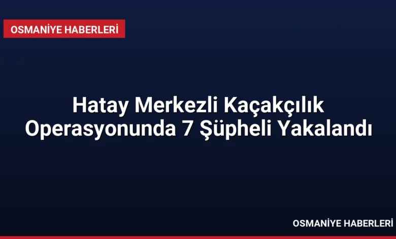 Hatay Merkezli Kaçakçılık Operasyonunda 7 Şüpheli Yakalandı